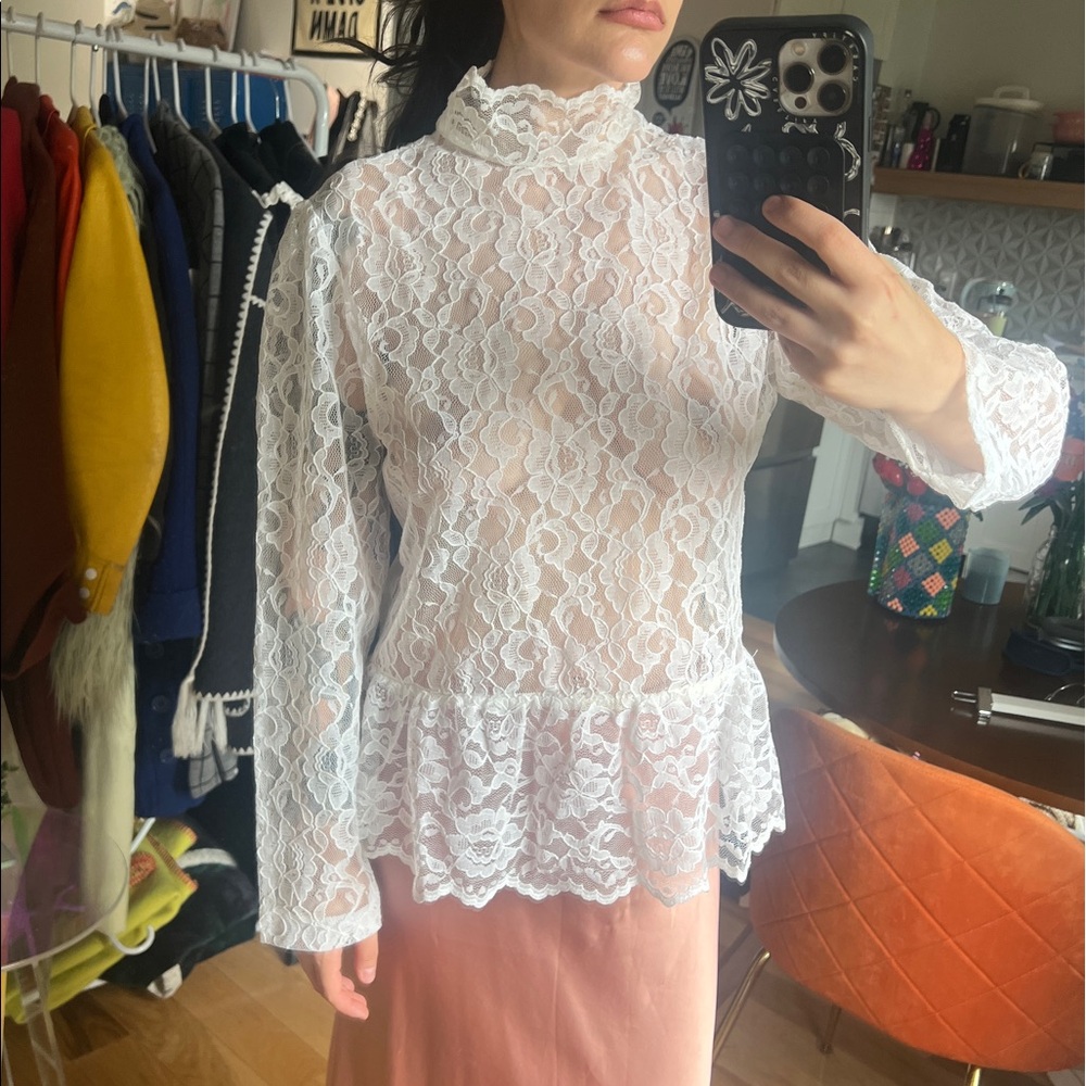 Vintage white lace blouse